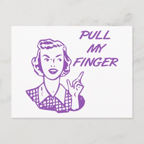 Pull My Finger Retro Housewife Purple Postcard