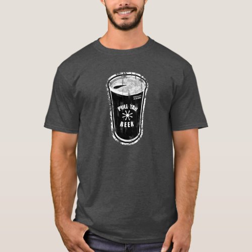 Pull tab beer can Black  White Distressed Logo T_Shirt