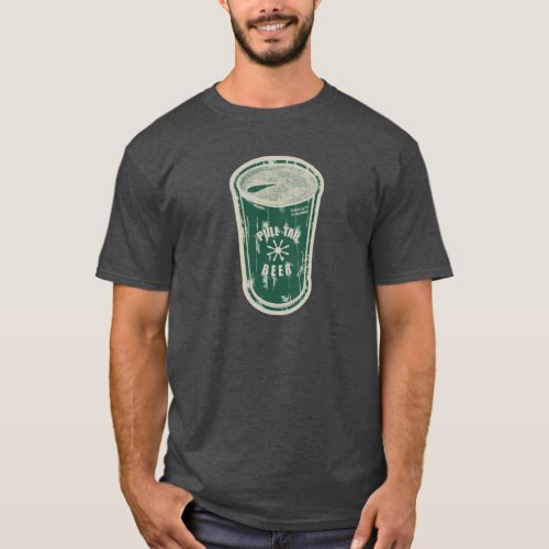 Pull tab beer can Greenish Distressed Logo T_Shirt