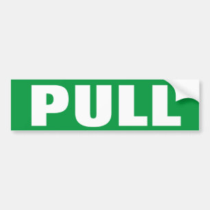 PULL to open door window sign on vinyl sticker