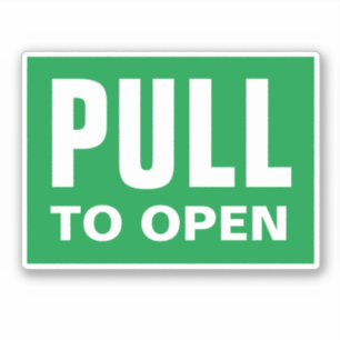 Pull to open vinyl door stickers for entrance