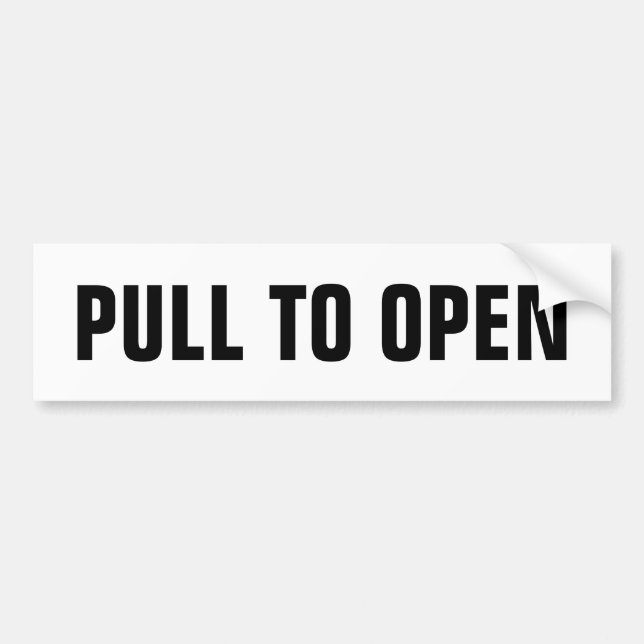 PULL to open window door sign on sticker decal (Front)