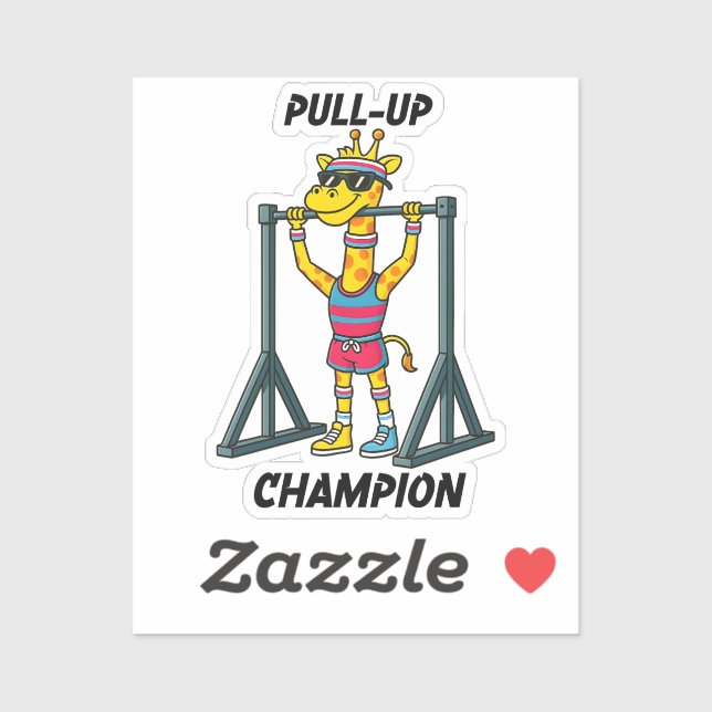 Pull-Up Champion – Funny Giraffe Workout Design Sticker (Sheet)