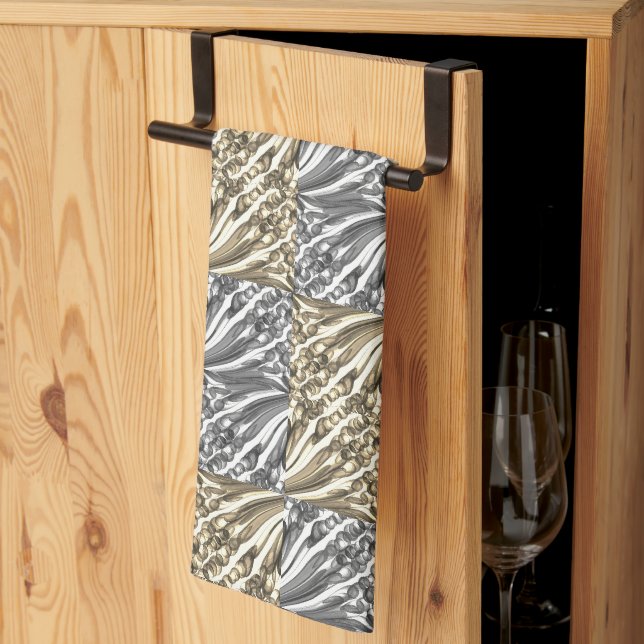 Pulled Bubble Fun / Black & White / Sepia / Kitchen Towel (Thirds Fold)