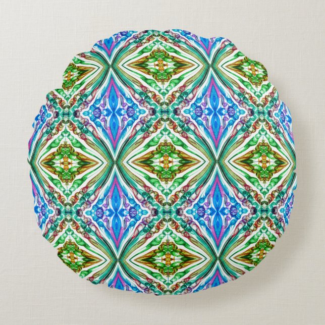 Pulled Bubble Fun / Greenleaf / Mirror / Kids  Round Pillow (Front)