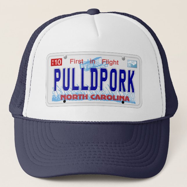 Pulled Pork NC Plate Trucker Hat (Front)