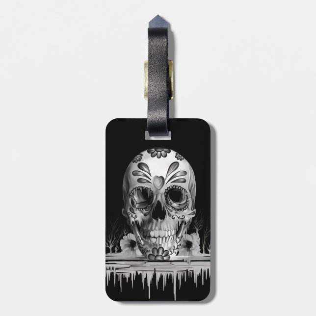 Pulled sugar, melting sugar skull luggage tag (Back Vertical)