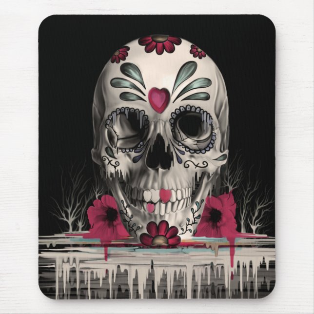 Pulled sugar, melting sugar skull mouse pad (Front)
