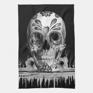 Pulled sugar, melting sugar skull towel