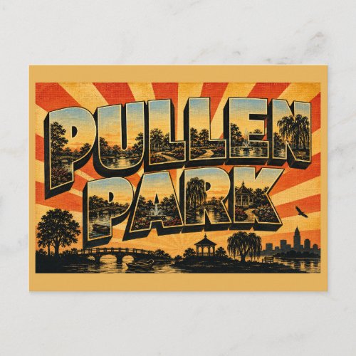 Pullen Park North Carolina Lake Gardens Art Postcard