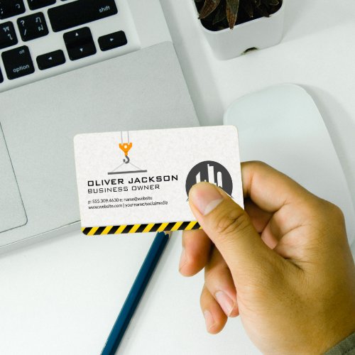 Pulley Construction Crane  Real Estate Log Business Card