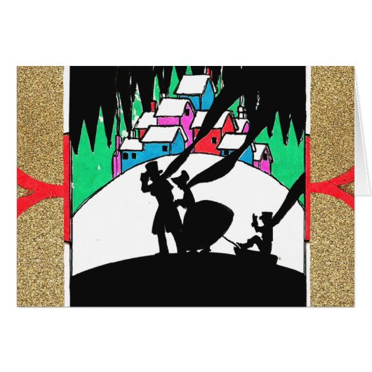 Pulling a Boy on a Sled Cards (Front Horizontal)
