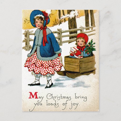 Pulling the Sled Holiday Postcard