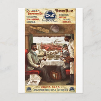 Pullman dining car on train 1894 postcard