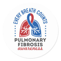 Pulmonary Fibrosis Awareness Every Breath Counts Classic Round Sticker