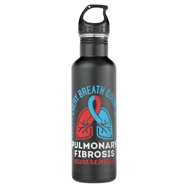 Pulmonary Fibrosis Awareness Every Breath Counts Stainless Steel Water Bottle (Front)