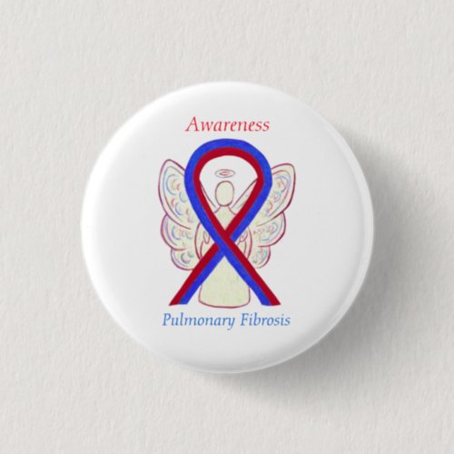 Pulmonary Fibrosis Awareness Ribbon Angel Buttons