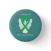 Pulmonary Fibrosis Awareness Ribbon Angel Buttons