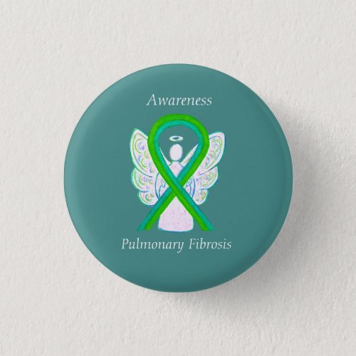 Pulmonary Fibrosis Awareness Ribbon Angel Buttons