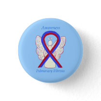 Pulmonary Fibrosis Awareness Ribbon Angel Buttons