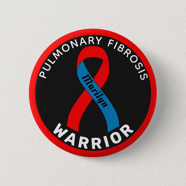 Pulmonary Fibrosis Warrior Ribbon Black Button (Front)