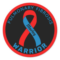 Pulmonary Fibrosis Warrior Ribbon Black Classic Round Sticker