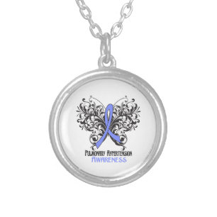 Pulmonary Hypertension Awareness Butterfly Silver Plated Necklace