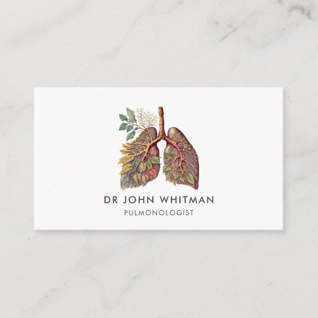 Pulmonologist Doctor Lung Anatomy Business Card (Front)