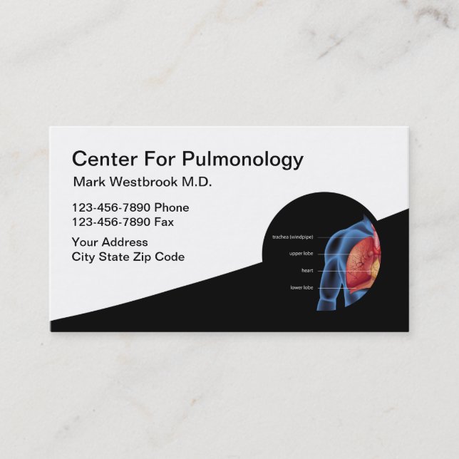 Pulmonologist Medical Business Cards (Front)