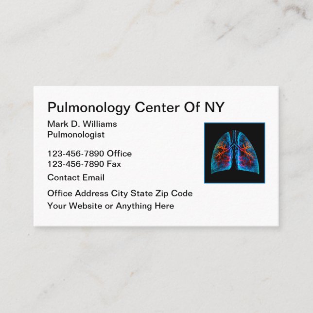 Pulmonologist Medical Business Cards (Front)