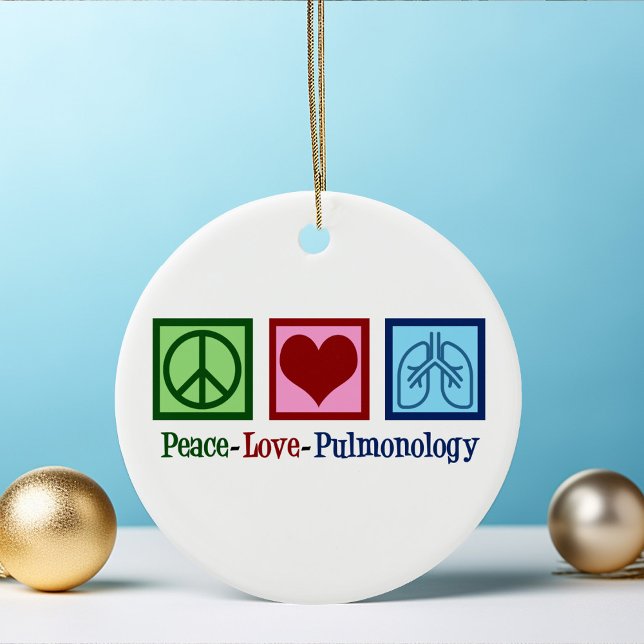 Pulmonologist Peace Love Pulmonology Christmas Ceramic Ornament (Creator Uploaded)