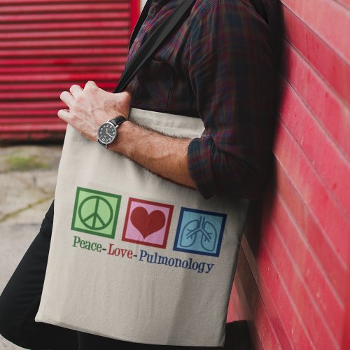 Pulmonologist Peace Love Pulmonology Tote Bag