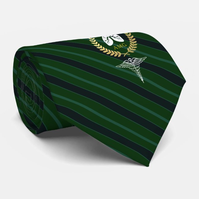 Pulmonologist | Respiratory Therapist Custom Green Neck Tie (Rolled)