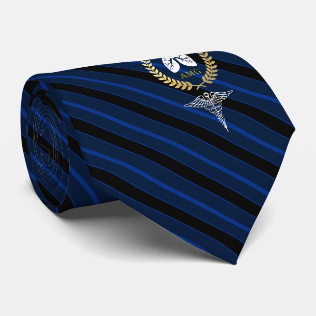 Pulmonologist | Respiratory Therapist Custom Navy Neck Tie (Rolled)