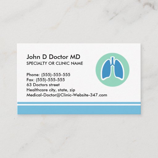 Customizable Pulmonology pulmonologist  business card