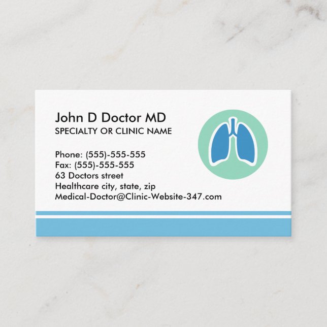 Pulmonology pulmonologist  business card (Front)