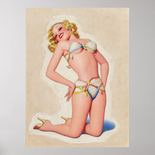 Pulp Blond in Bikini Pinup Poster