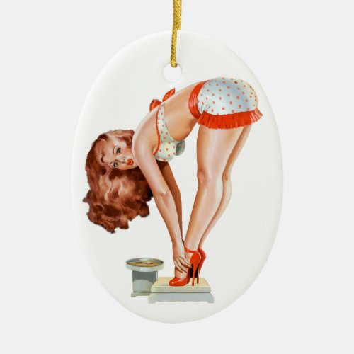 Pulp Pin Up on Scale Ceramic Ornament