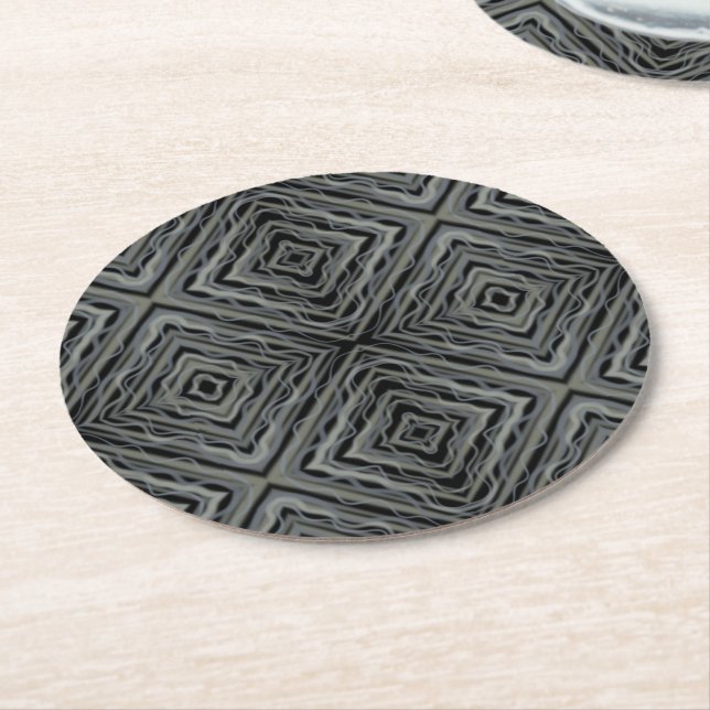 Pulsating Rhythm Modern Abstract Art Illustration  Round Paper Coaster (Angled)