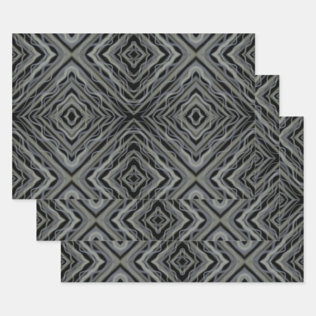 Pulsating Rhythm Modern Abstract Art Illustration  Wrapping Paper Sheets (Set)