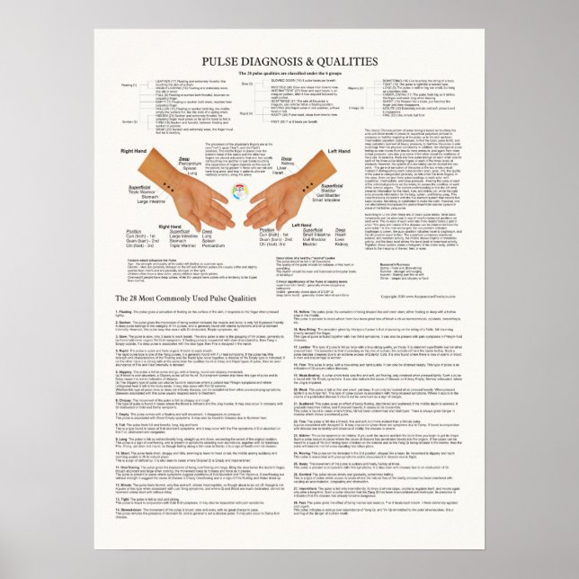 Pulse Diagnosis Acupuncture Chart (Front)