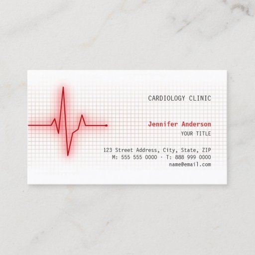 Customizable Pulse Heart Signal Cardiology business card