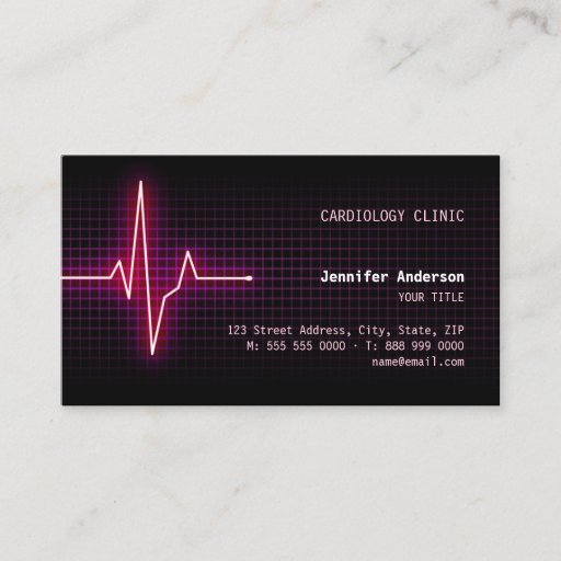 Customizable Pulse Heartbeat Cardiology business card