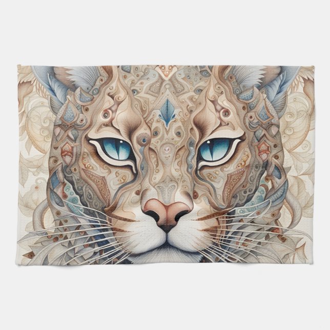 Puma Face Surreal Art  Kitchen Towel (Horizontal)