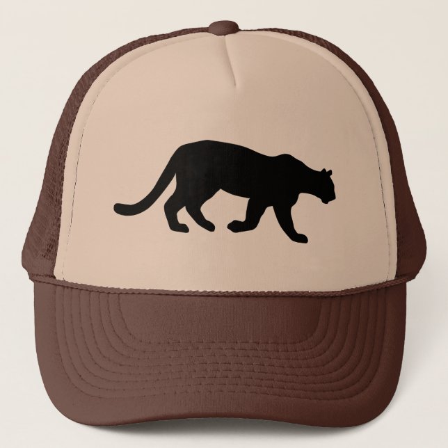 Puma Mountain Lion Cougar Silhouette Trucker Hat (Front)