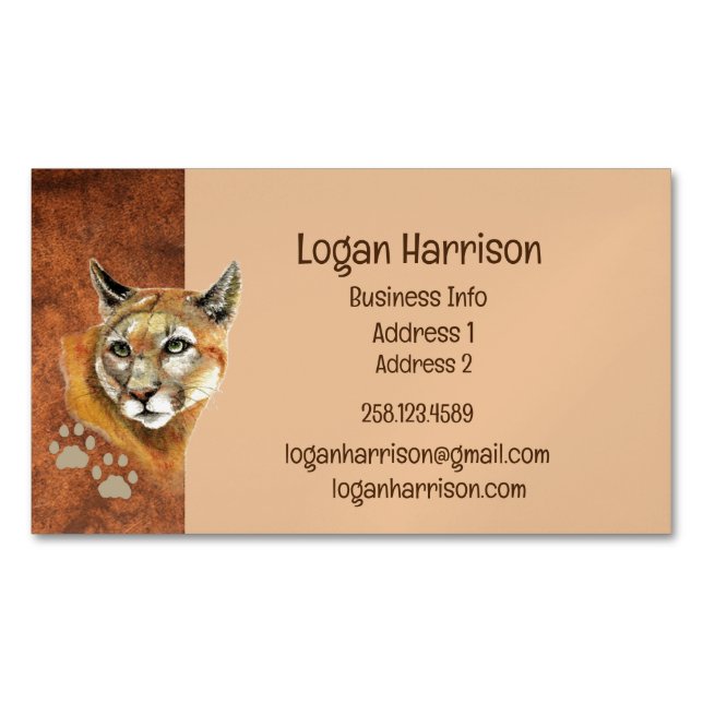 Puma, Mountain Lion, Cougar Tracks Business Card (Front)