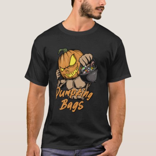 Pumg Bags Pumpkin Workout Halloween Gym Bodybuilde T_Shirt