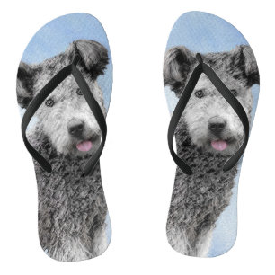 Pumi Painting - Cute Original Dog Art Flip Flops