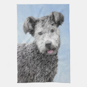Pumi Painting - Cute Original Dog Art Kitchen Towel