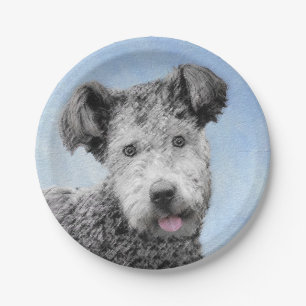 Pumi Painting - Cute Original Dog Art Paper Plates